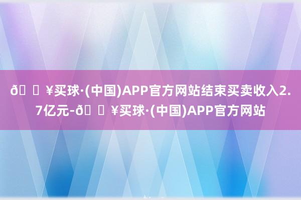 🔥买球·(中国)APP官方网站结束买卖收入2.7亿元-🔥买球·(中国)APP官方网站