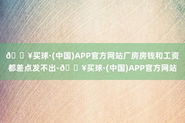 🔥买球·(中国)APP官方网站厂房房钱和工资都差点发不出-🔥买球·(中国)APP官方网站